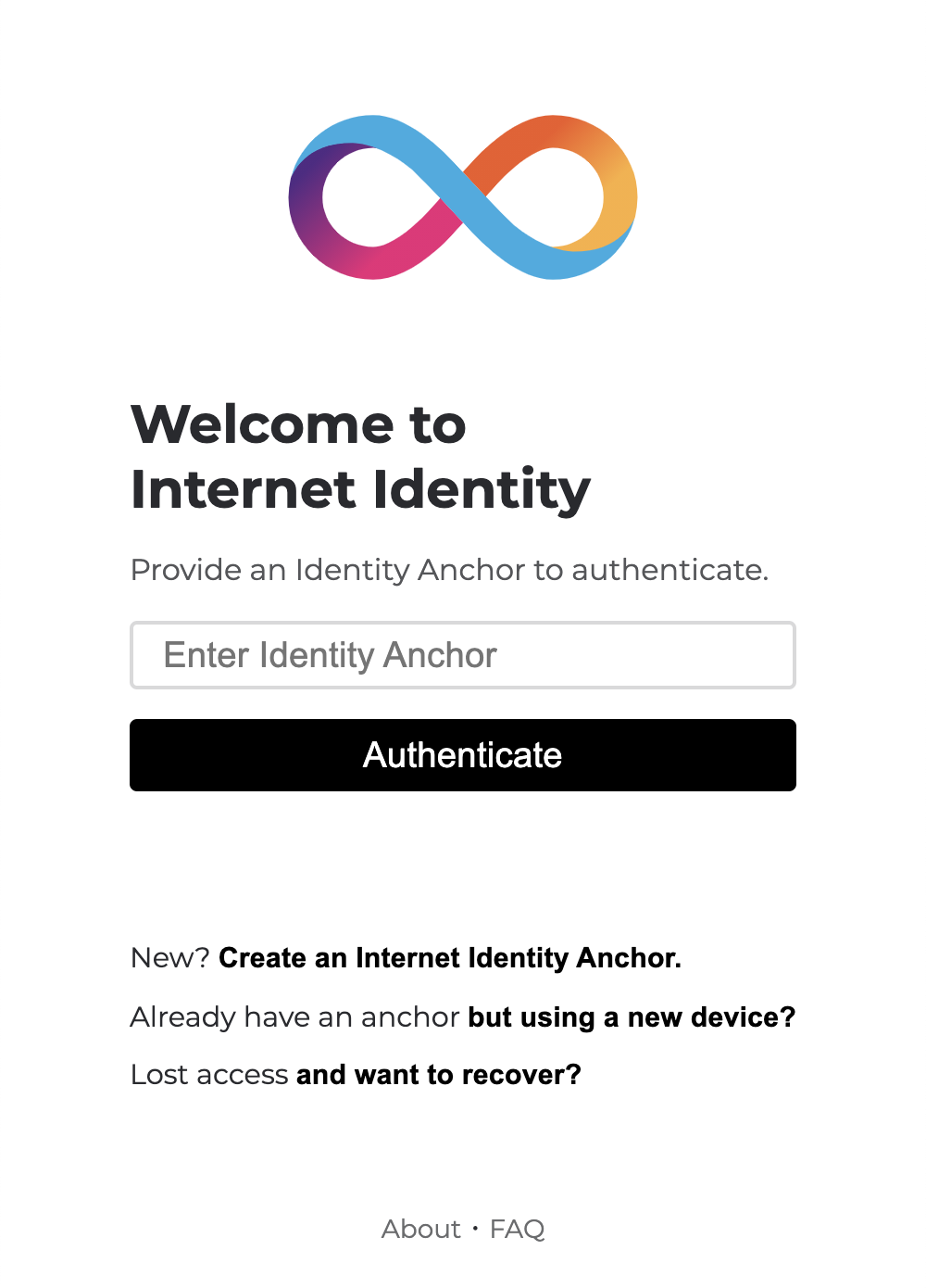welcome to internet identity